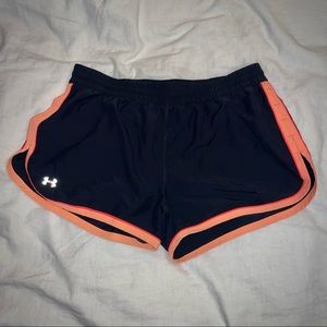 UNDER ARMOUR - black running shorts with orange detailing